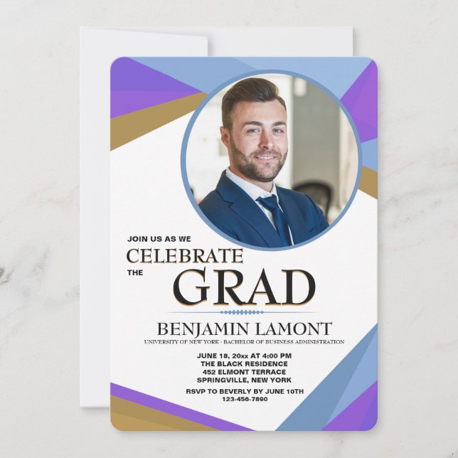 Modern Aspect Photo Graduation Invitation (Front)