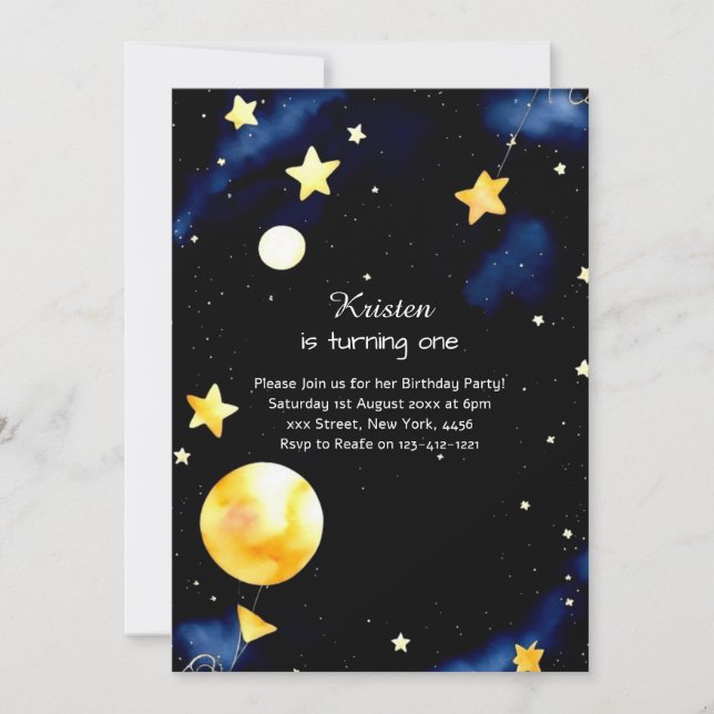 Modern Astro Adventure Birthday Invitation (Front)