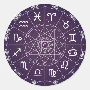 Modern Astrology Wheel zodiac gift Classic Round Sticker