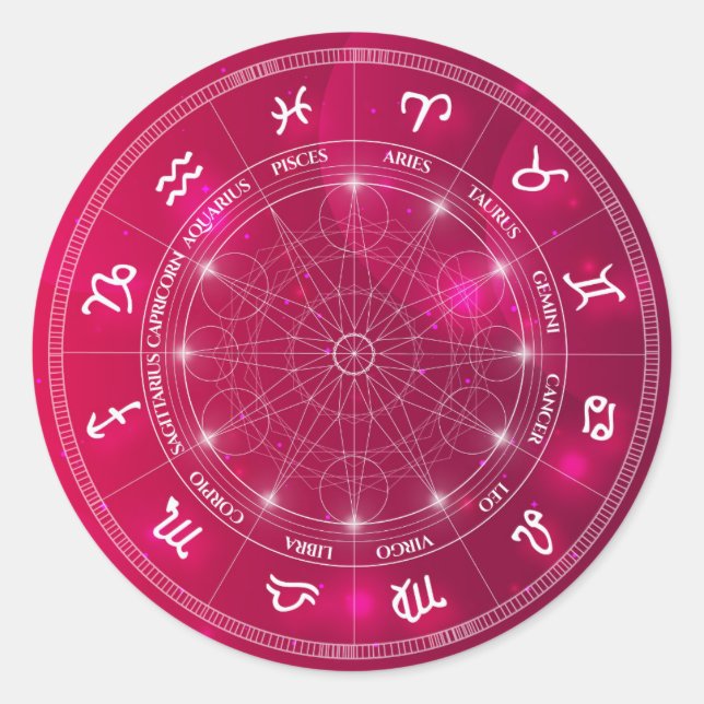 Modern Astrology Wheel zodiac gift Classic Round Sticker (Front)