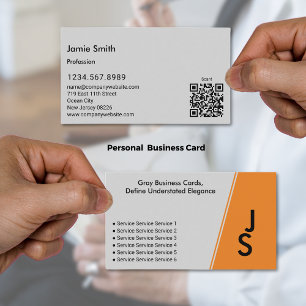 Modern Asymmetric Initials Grey & Black Personal Business Card