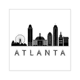 Modern Atlanta Georgia Stylized Skyline Rubber Stamp