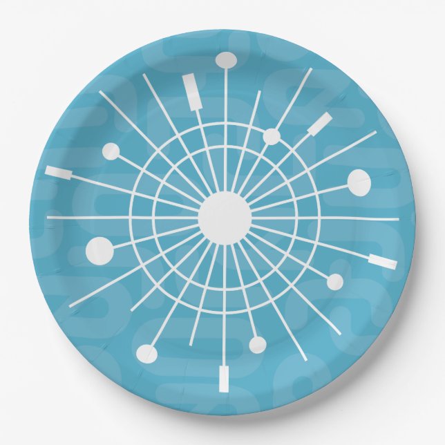 Modern Atomic Sputnik Snowflake Christmas MCM Paper Plate (Front)