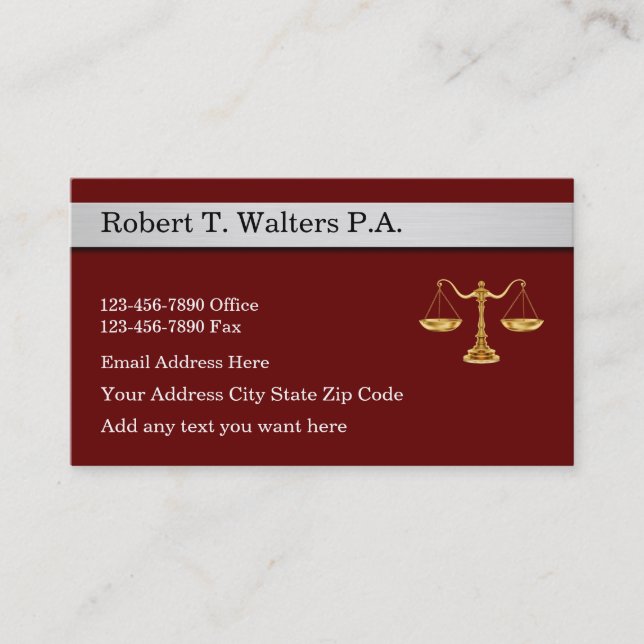 Modern Attorney Legal Services Business Card (Front)