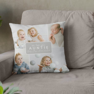 Modern Auntie 4 Photo Grey Throw Pillow