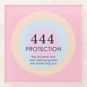 Modern Aura Angel Numbers Numerology 444 Glass Coaster