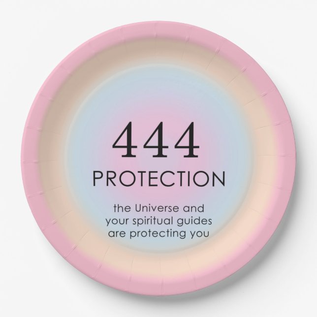 Modern Aura Angel Numbers Numerology 444    Paper Plate (Front)