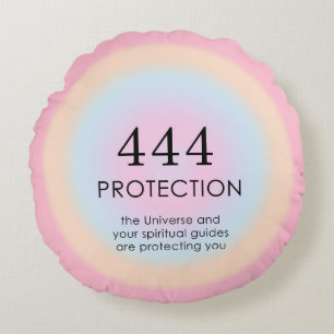 Modern Aura Angel Numbers Numerology 444   Round Pillow