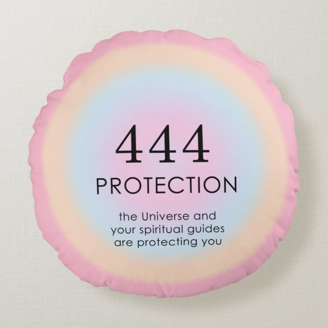 Modern Aura Angel Numbers Numerology 444   Round Pillow (Front)