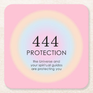 Modern Aura Angel Numbers Numerology 444 Square Paper Coaster