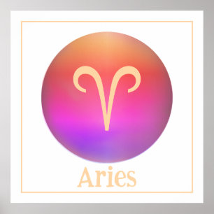 Modern Aura Aries Zodiac Poster