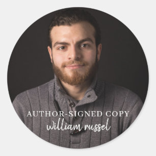 Modern Author Signed Photo Book Round Seal Design