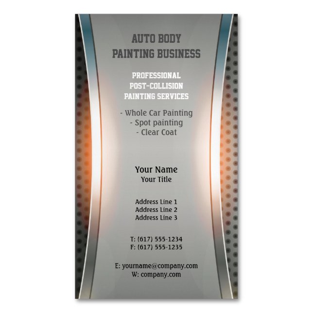 Modern Auto Body Painting | Professional Magnetic Business Card (Front Vertical)