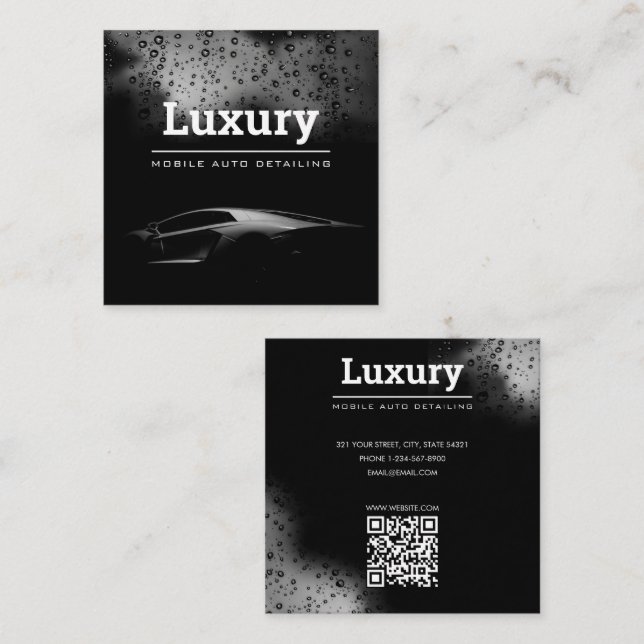 Modern Auto Detailing Car Cleaning Wash Automotive Square Business Card (Front/Back)