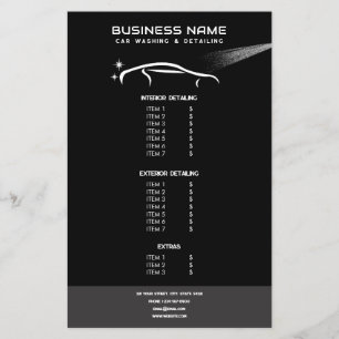 Modern Auto Detailing Cleaning Repair Price List  Flyer