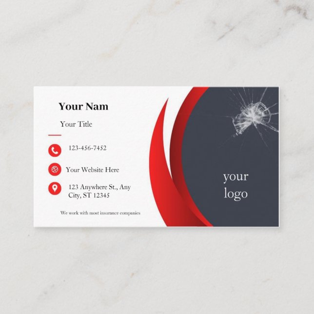 Modern Auto Glass Repair Business Card (Front)