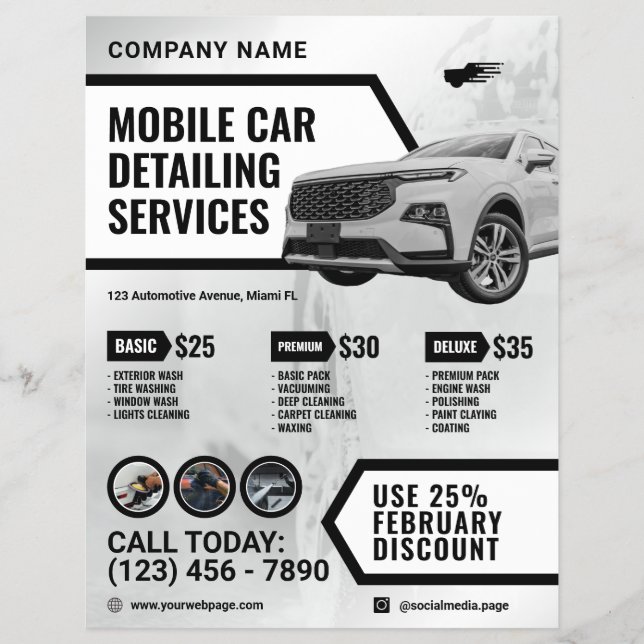 Modern automotive car detailing flyer (Front)