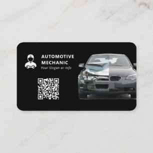 Modern Automotive Mechanic Black Business Card
