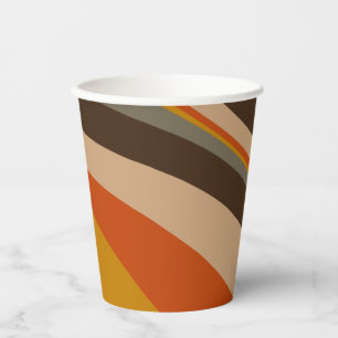 Modern Autumn Abstract Wavy Lines in Earth Tones  Paper Cups