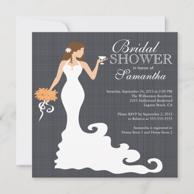 Modern Autumn Bride Wine Bridal Shower Invitations (Front)