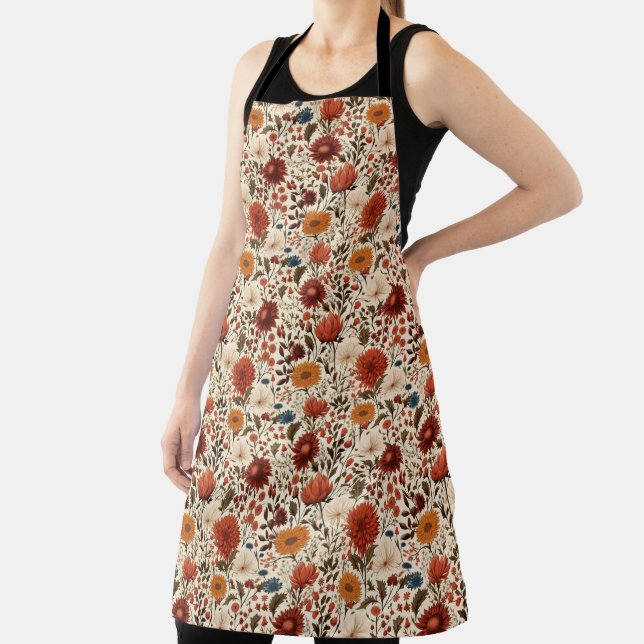 Modern Autumn Fall Botanical Floral  Apron (Insitu)