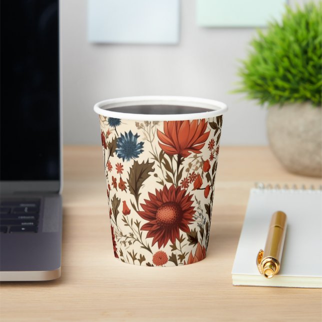Modern Autumn Fall Botanical Floral  Paper Cups (Insitu)