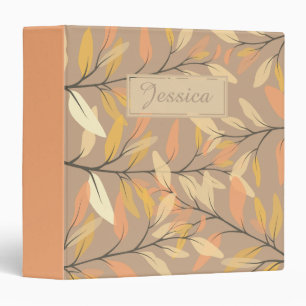 Modern Autumn Fall Leaves Pattern Personalised Binder