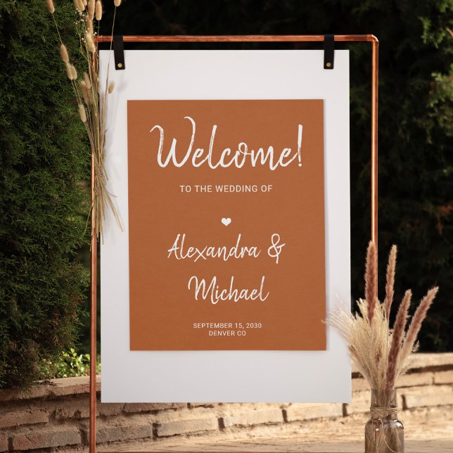 Modern autumn fall terracotta wedding welcome sign (Creator Uploaded)