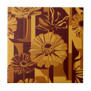 Modern Autumn Geometric Floral Pattern Tile