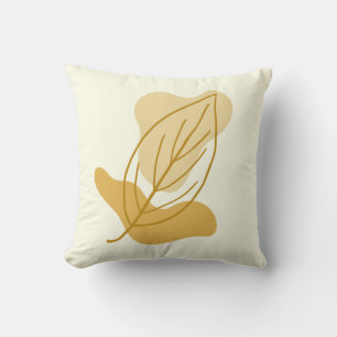Modern Autumn Leaf & Abstract Blob Shape Fall Gift Throw Pillow