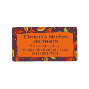   Modern Autumn Leaves Chestnuts Fall Thanksgiving Label
