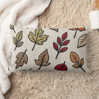 Modern Autumn Leaves Embroidered Aesthetic  Lumbar Pillow