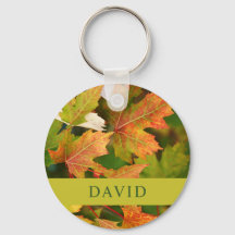 Modern Autumn Leaves Key Ring