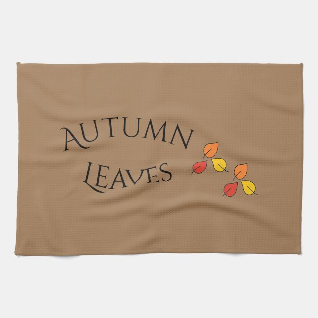 Modern Autumn Leaves Kitchen Towel (Horizontal)