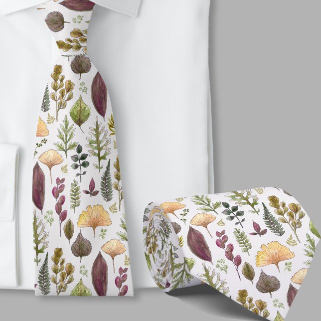 Modern autumn leaves pattern botanical necktie (Creator Uploaded)