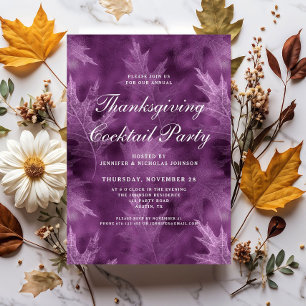Modern Autumn Leaves Thanksgiving Cocktail Party Invitation