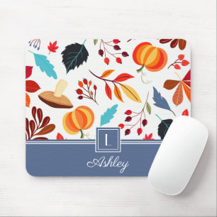 Modern Autumn Pattern Name Mouse Pad