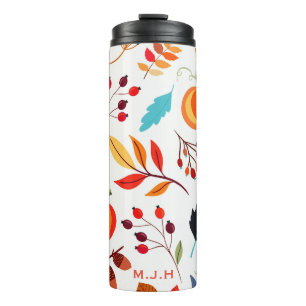 Modern Autumn Pumpkin Leaf Pattern Thermal Tumbler