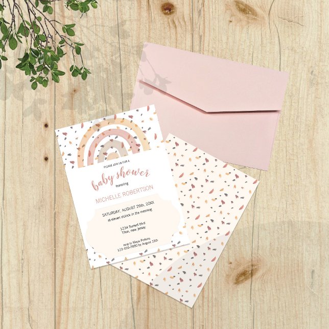 Modern Autumn Rainbow Blush Pattern Invitation (Creator Uploaded)