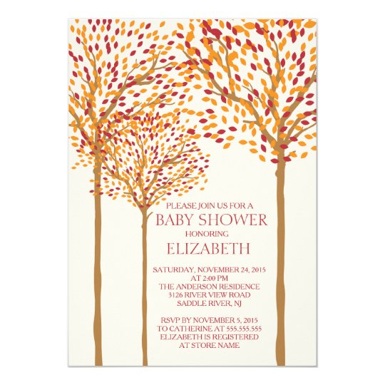 Modern Autumn Trees Neutral Baby Shower Invitation