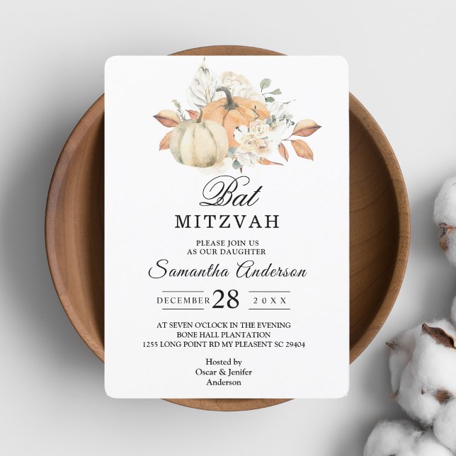 Modern Autumn Watercolor Pumpkins & Flowers  Invitation (Creator Uploaded)