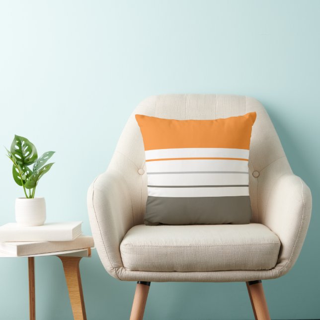 Modern Autumnal Stripes Throw Pillow (Chair)
