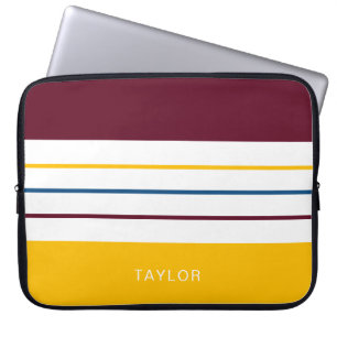Modern Autumnal Stripes with Name Laptop Sleeve
