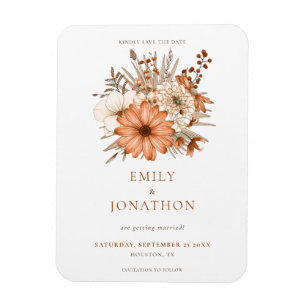 Modern Autumnal Watercolor Florals Save The Date Magnet