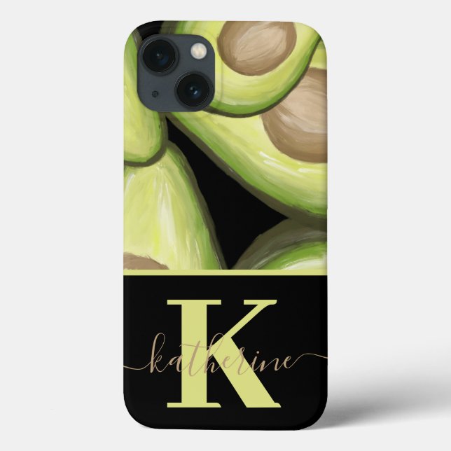 Modern Avocado Pattern Monogram Case-Mate iPhone Case (Back)
