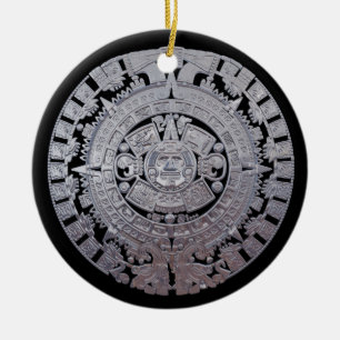 Modern Aztec Mayan Calender Ceramic Ornament