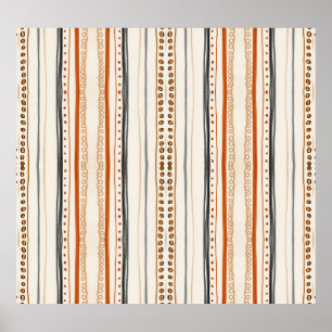 Modern Aztec Orange Ikat Wallpaper Poster