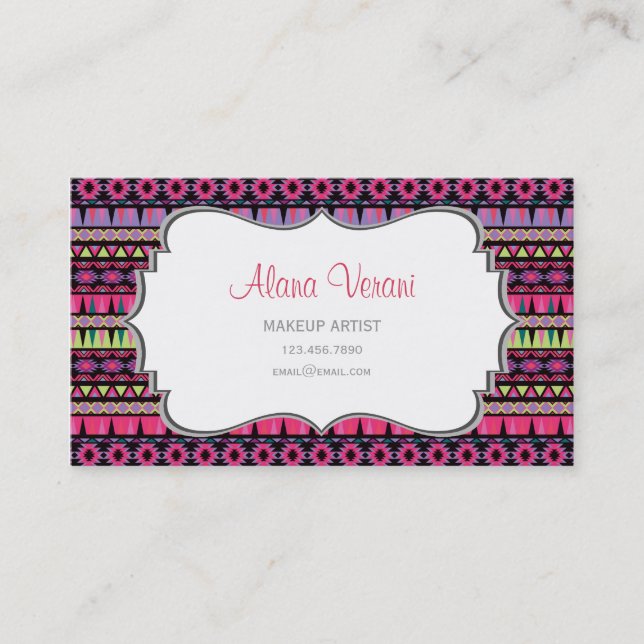Modern Aztec Pattern Business Card (Front)