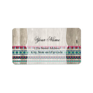 Modern Aztec Pattern on Wood Label