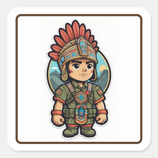 Modern Aztec Warrior Sticker (Front)